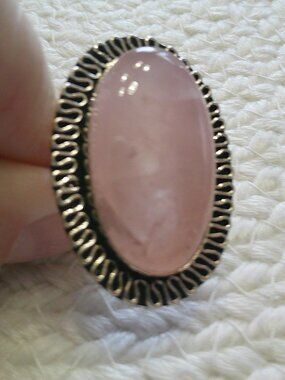 Beautiful ROSE QUARTZ Handmade Sterling 925 Ring Size 7 #730E